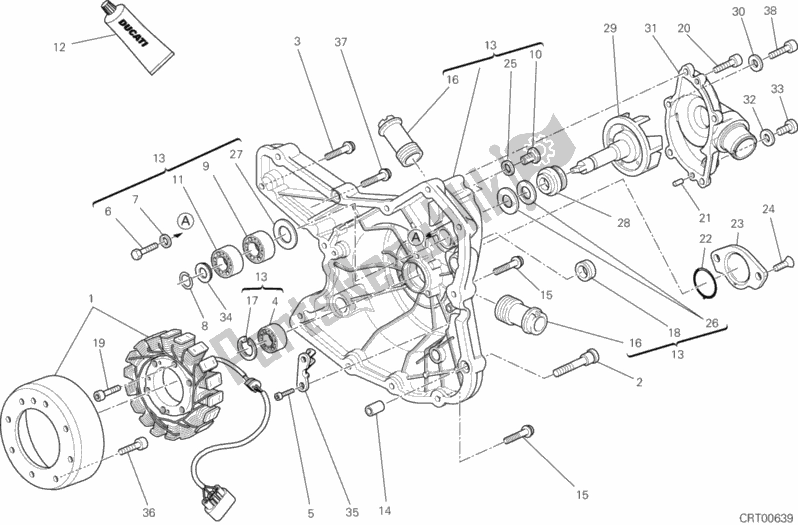 Alle onderdelen voor de Generator Deksel van de Ducati Hypermotard Hyperstrada USA 821 2013